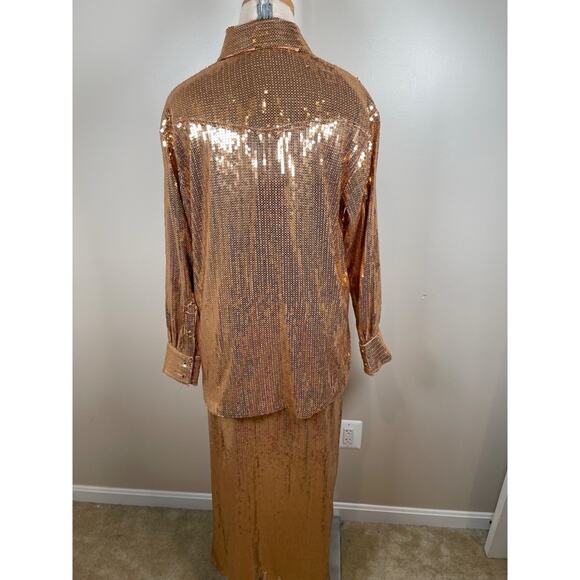 Retrofete Carlotta Savannah Sequin Embellished Long Sleeve Maxi Skirt Set XS/S - Picture 5 of 15